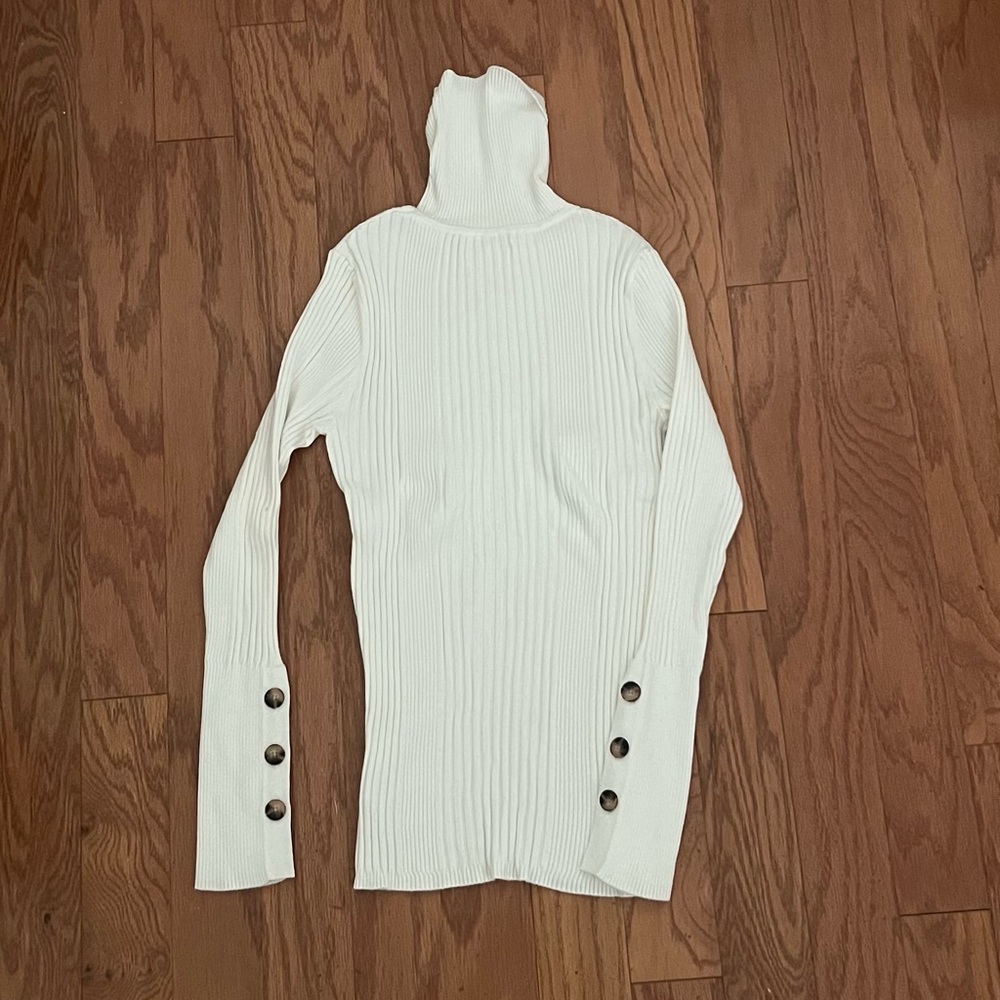 Anthropologie Cream Ribbed Knit Sweater
